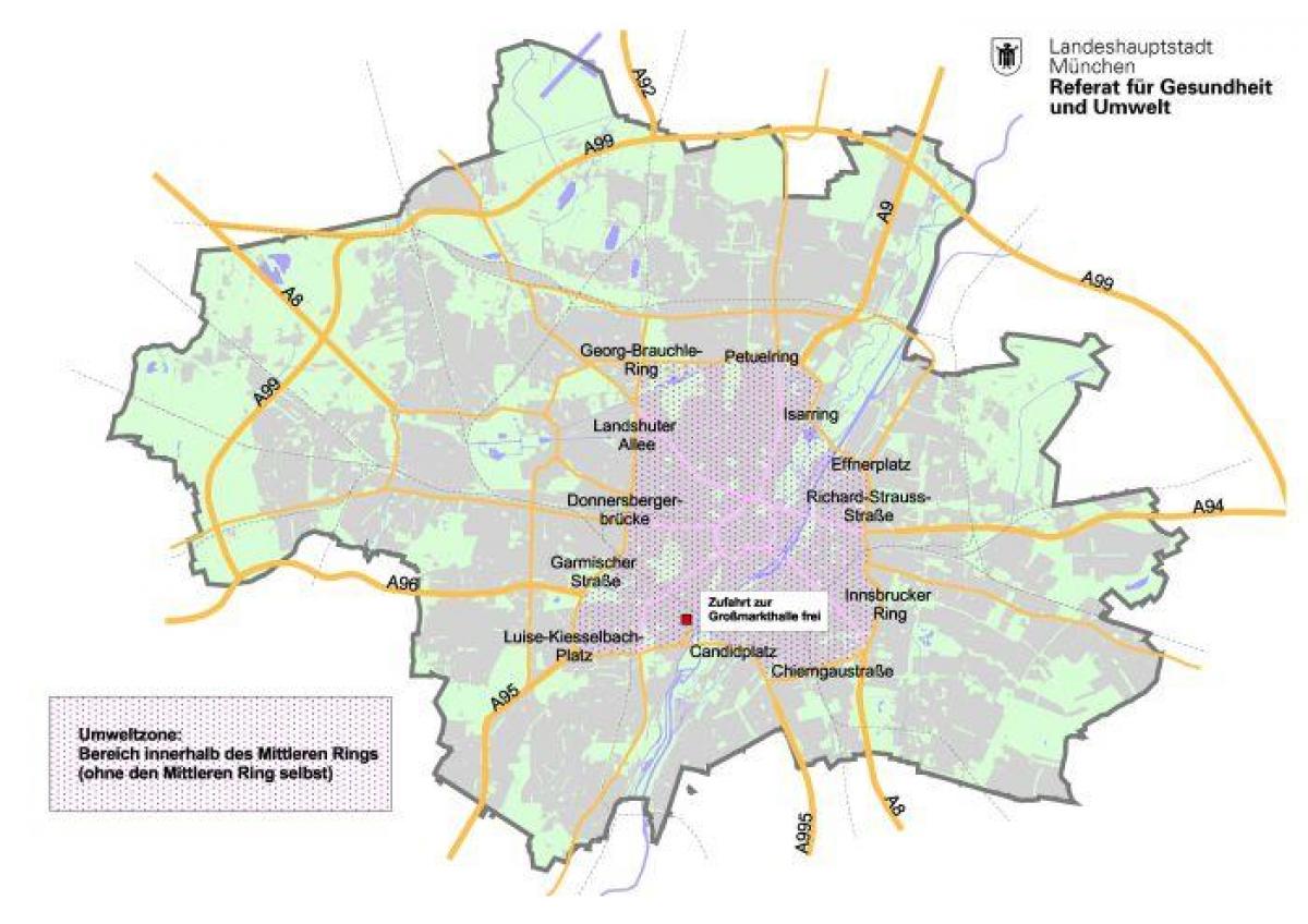 Карта на Мюнхен зелена зона