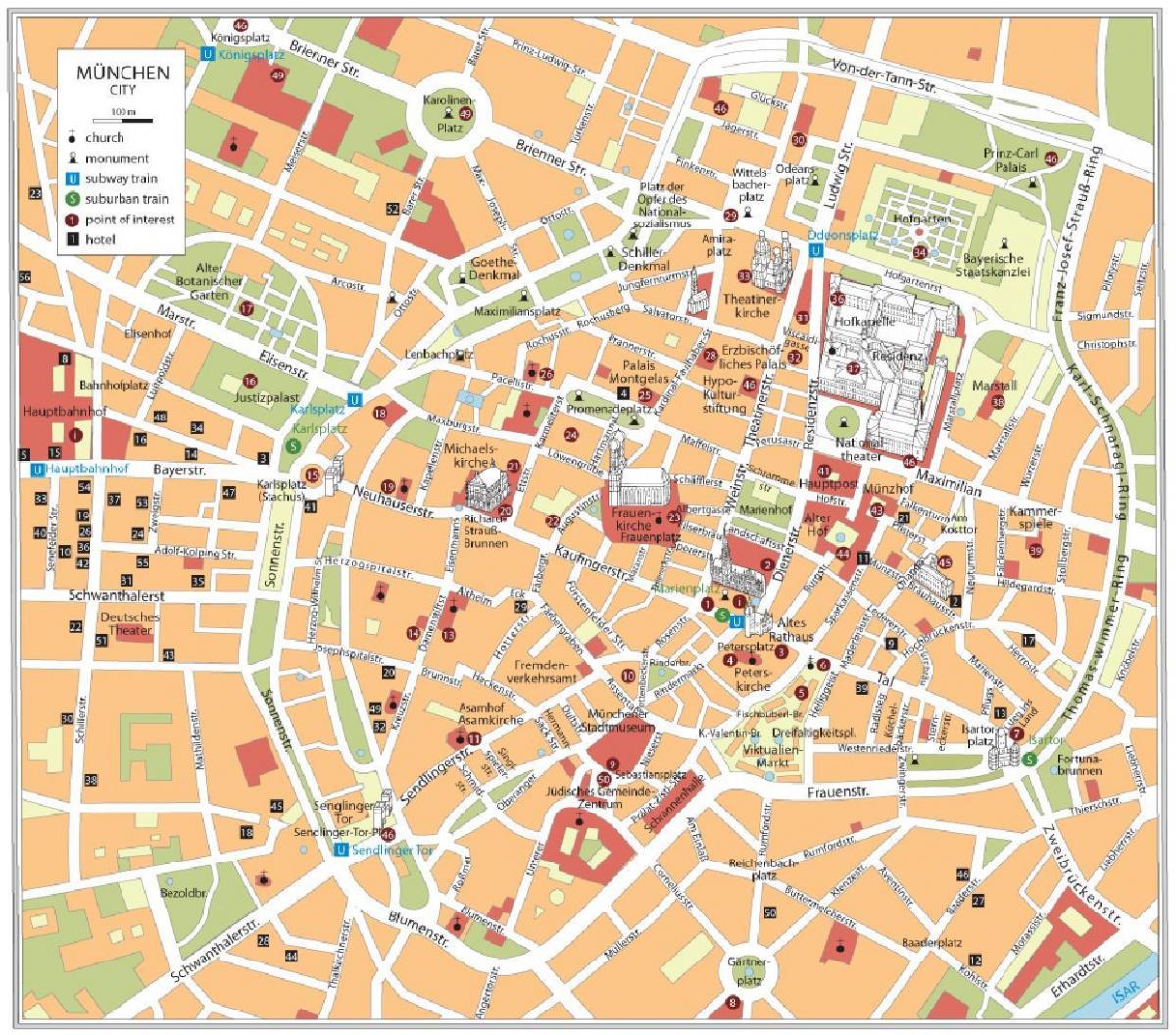 Мюнхен пешеходна картата