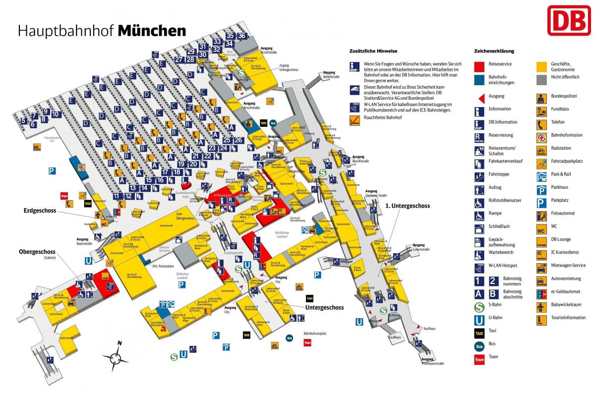 Мюнхен централната гара на картата