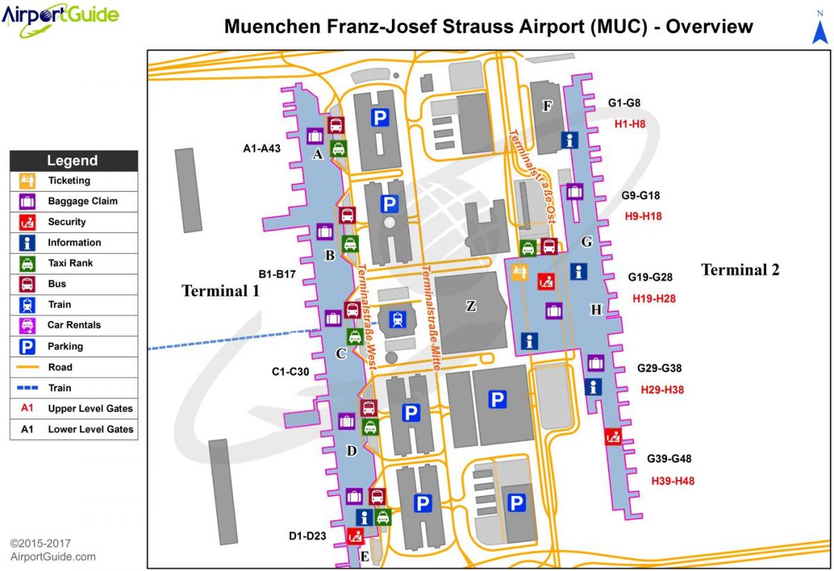 международното летище в Мюнхен картата
