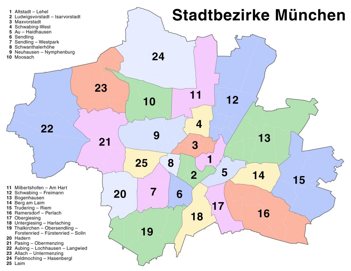 карта на предградията на Мюнхен