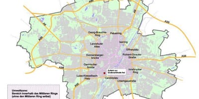 Карта на Мюнхен зелена зона