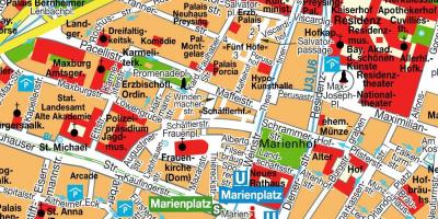 Карта на улиците на Мюнхен до центъра на града 